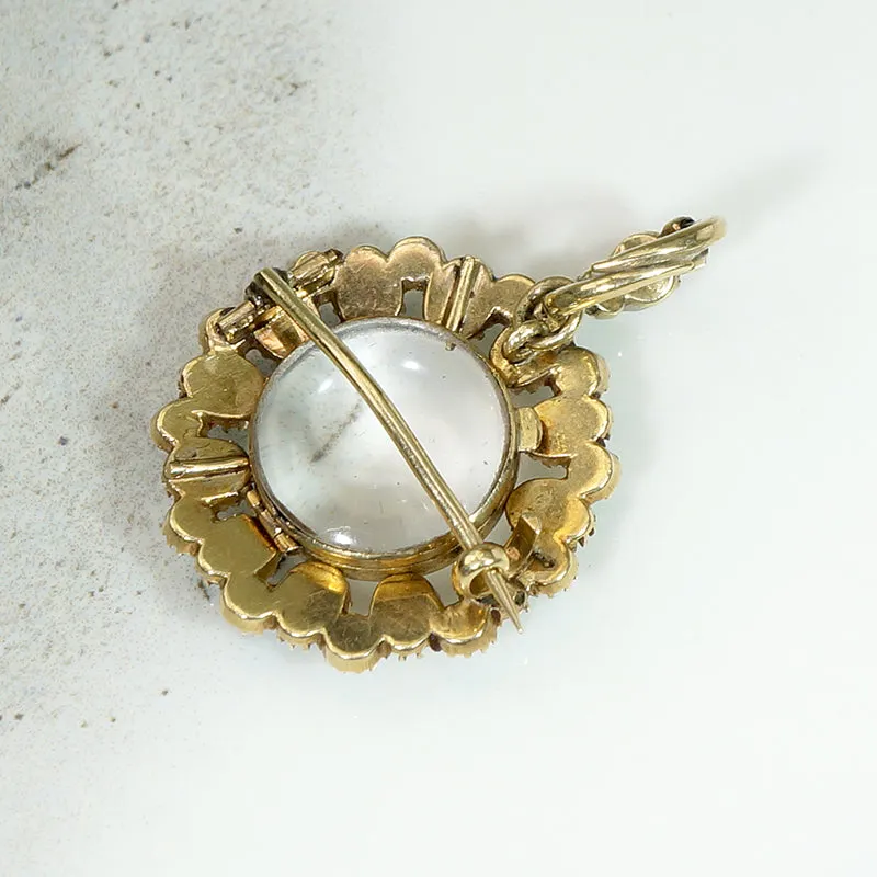 Delightful Georgian Locket with Pearl & Turquoise in 18ct Gold