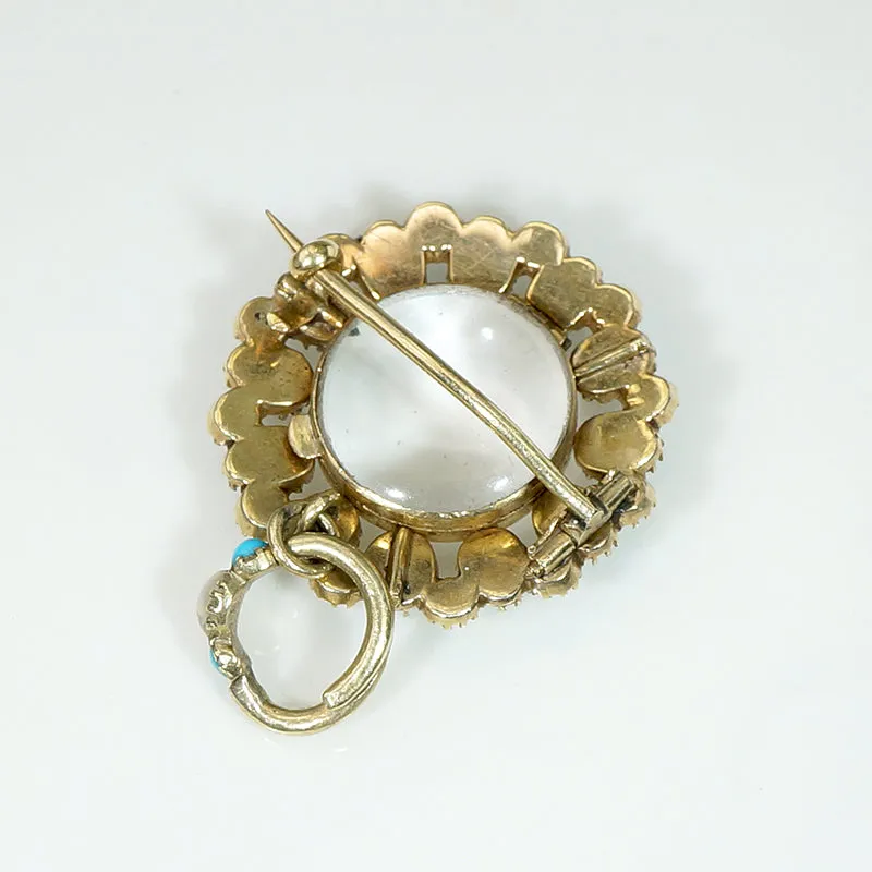 Delightful Georgian Locket with Pearl & Turquoise in 18ct Gold