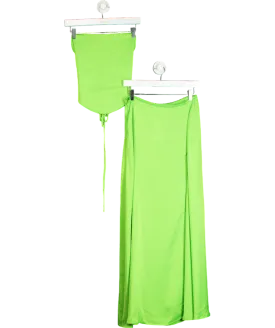 Deusa Green Jade Skirt & Jade Top In Silk UK 8