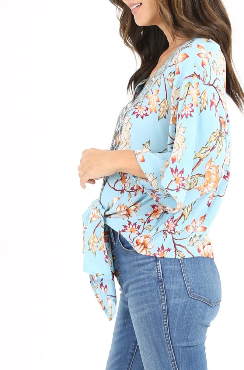 Draped Tie-Front Blouse