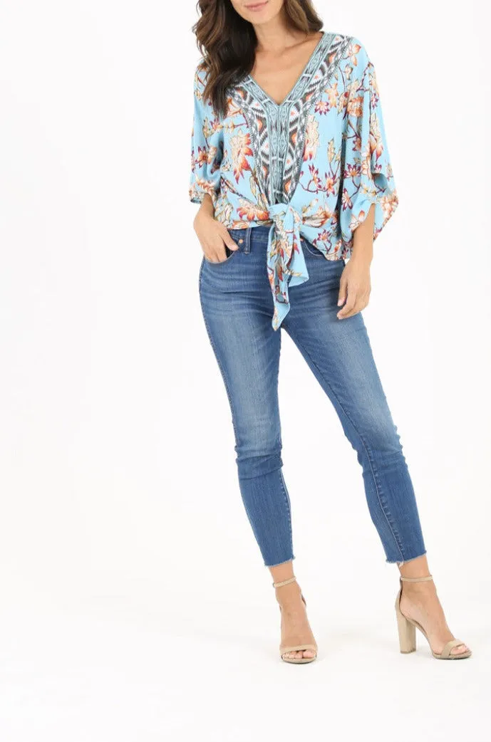 Draped Tie-Front Blouse