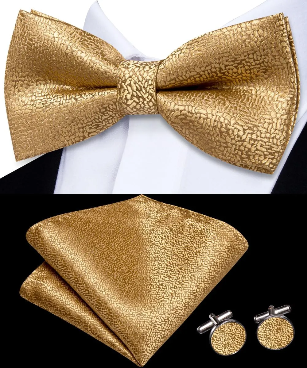 Dubulle Bowtie for Men Paisley Floral Mens Pretied Bowtie and Lapel Pin Set Pocket Square Cufflinks Wedding