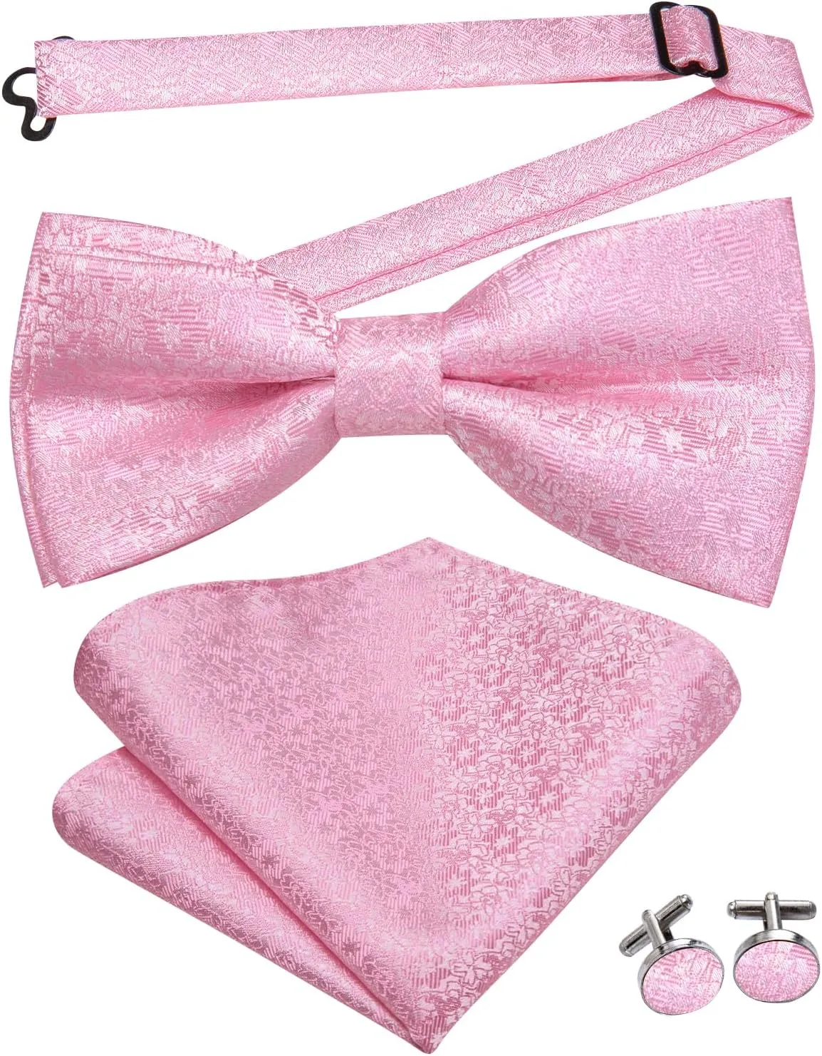 Dubulle Mens Paisley Striped Bowtie Set Pre-tied Bowtie for Men and Pocket Square Set Wedding Business