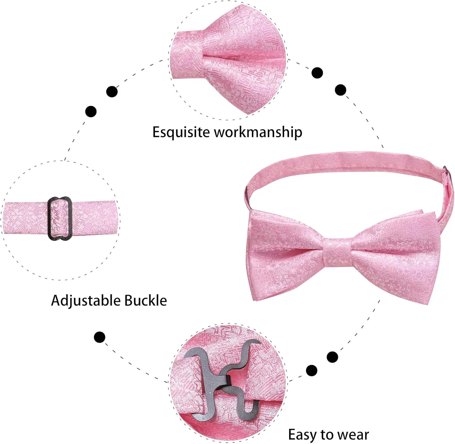 Dubulle Mens Paisley Striped Bowtie Set Pre-tied Bowtie for Men and Pocket Square Set Wedding Business