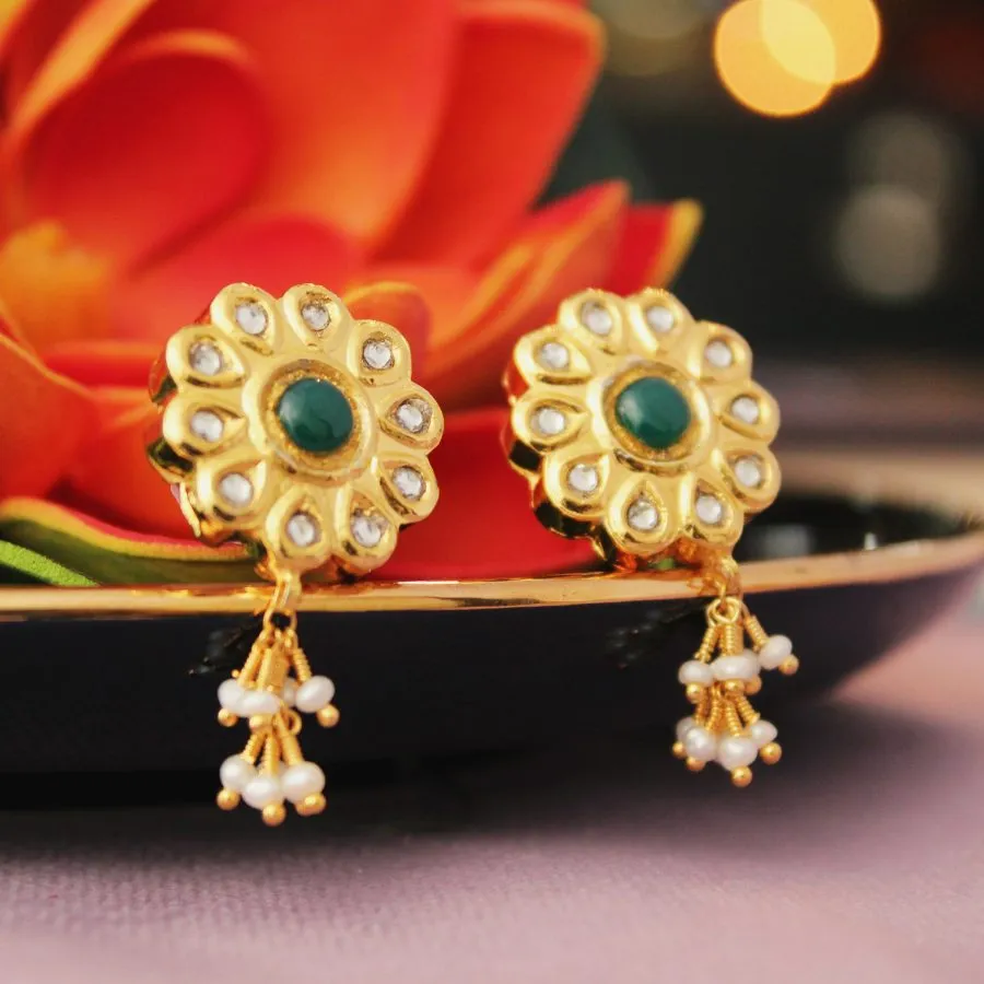 Earrings with Jade and Kundan Work