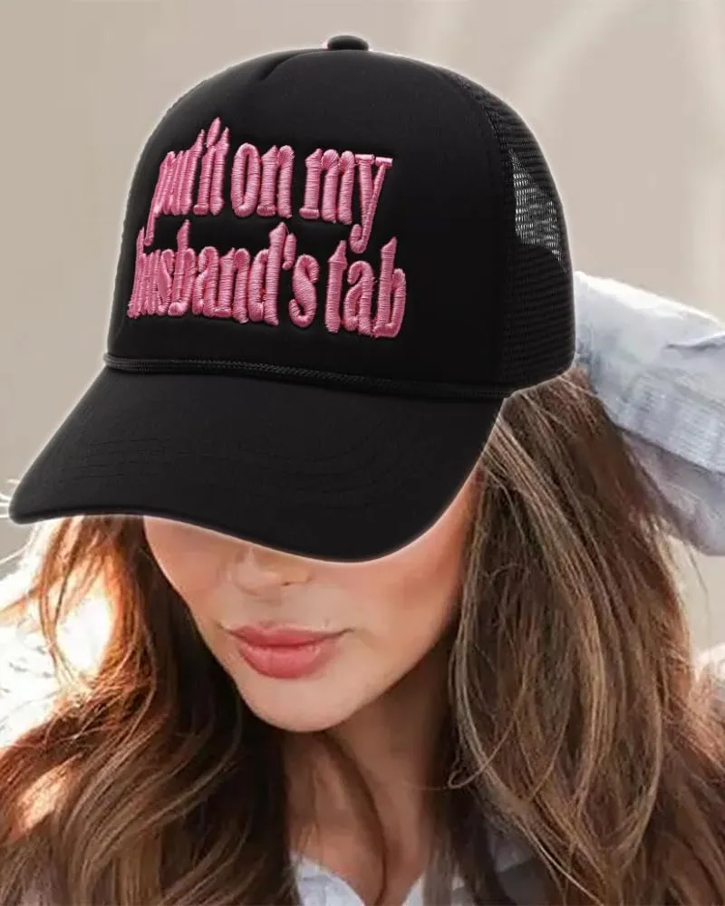Embroidered Lettering Print Truck Hat Baseball Cap Trucker Mesh Snapback Hat