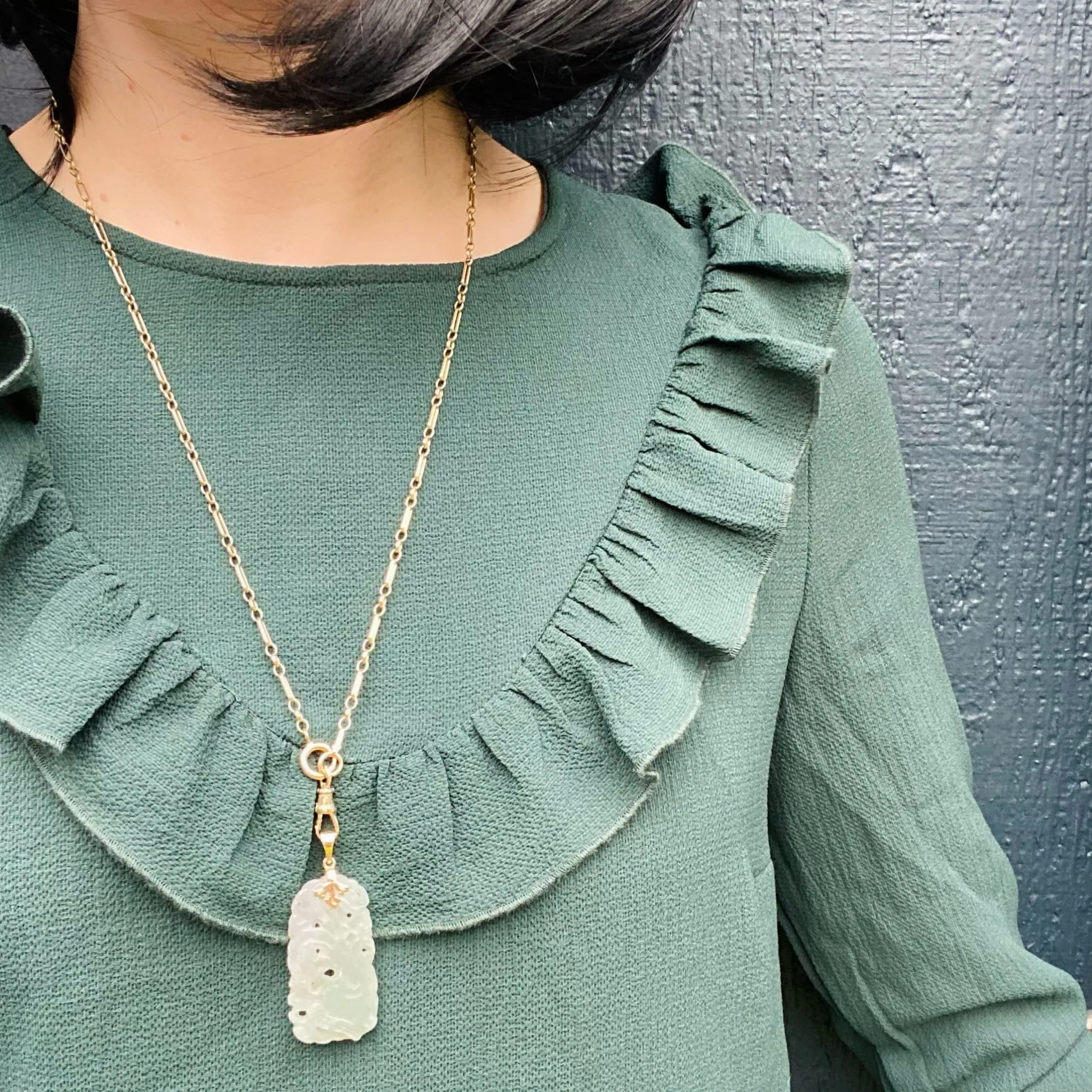 Ethereal Carved Jade Phoenix Pendant