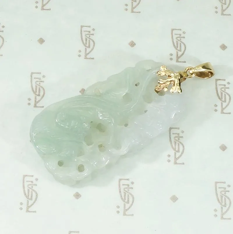 Ethereal Carved Jade Phoenix Pendant