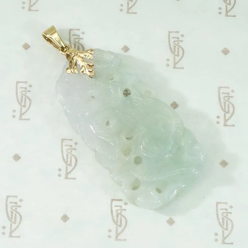 Ethereal Carved Jade Phoenix Pendant