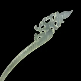 Exquisite Hand Carved Xiu Jade Hair Stick Flying Clouds