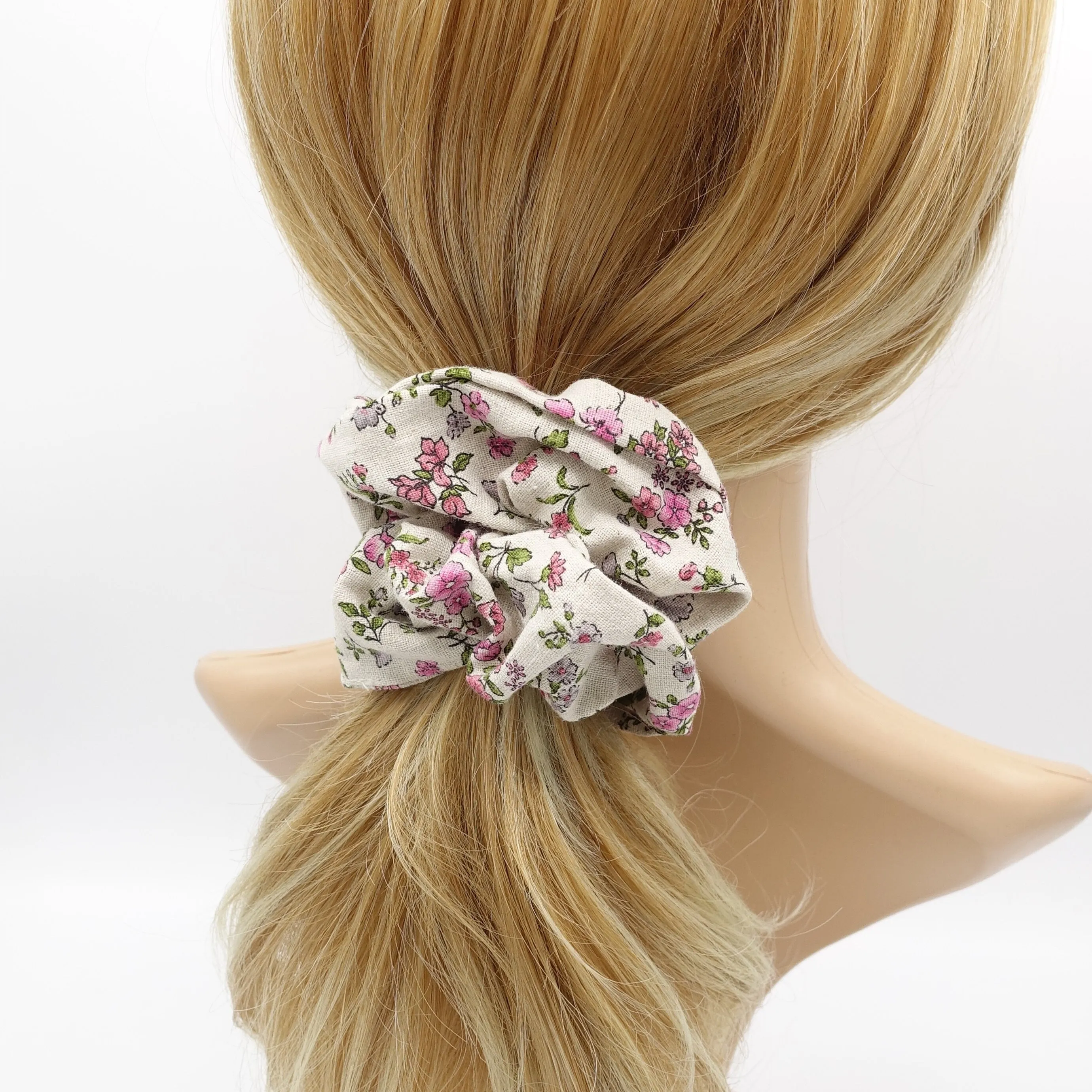 floral cotton scrunchies hair elastic accessory for women