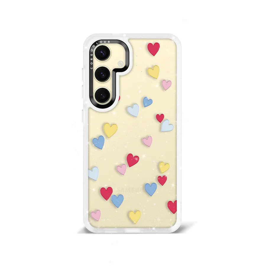 Flying Hearts Glitter Printed S24 Phone Case