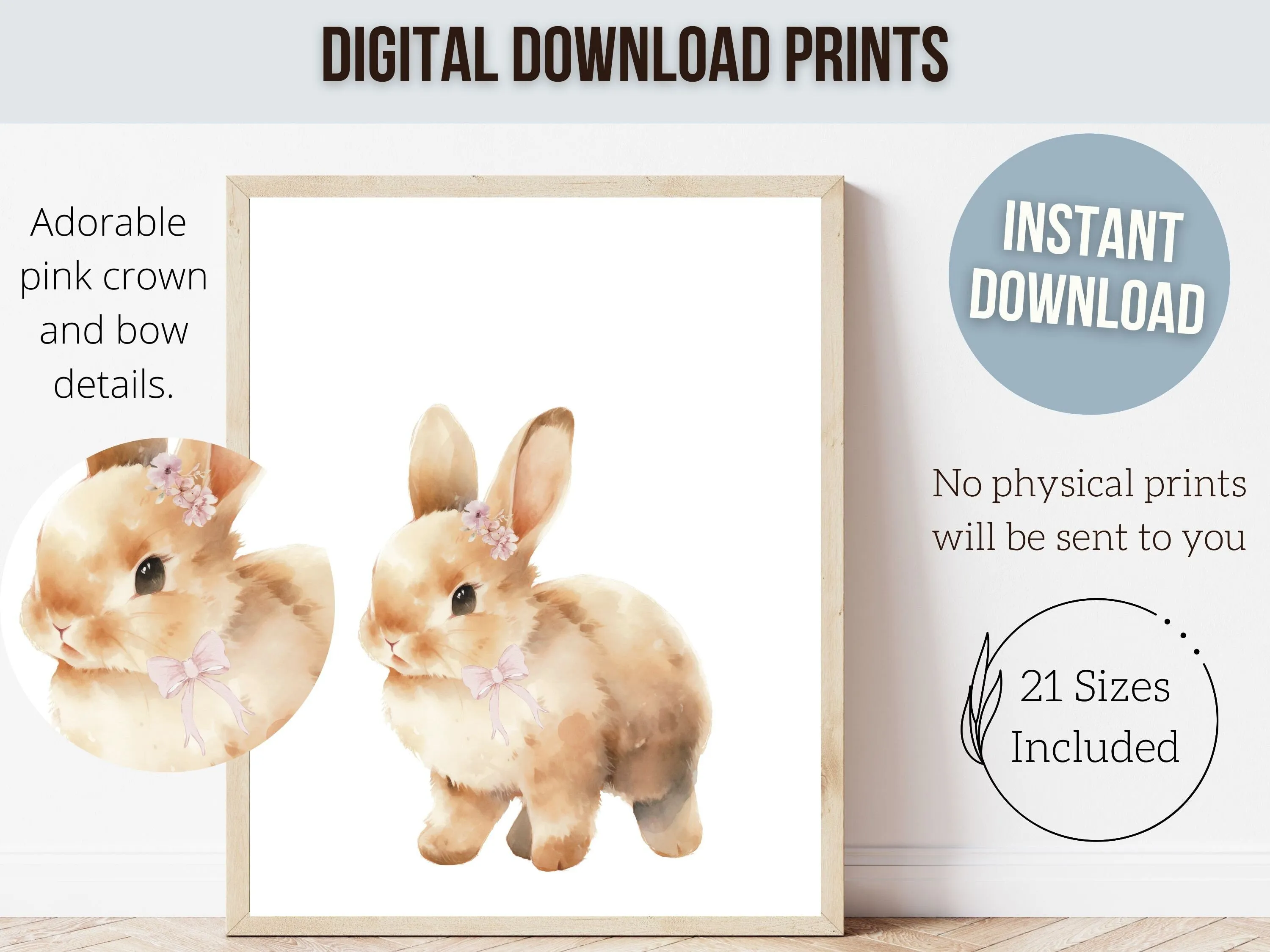 Foral Bunny Nursery Prints - Set 3