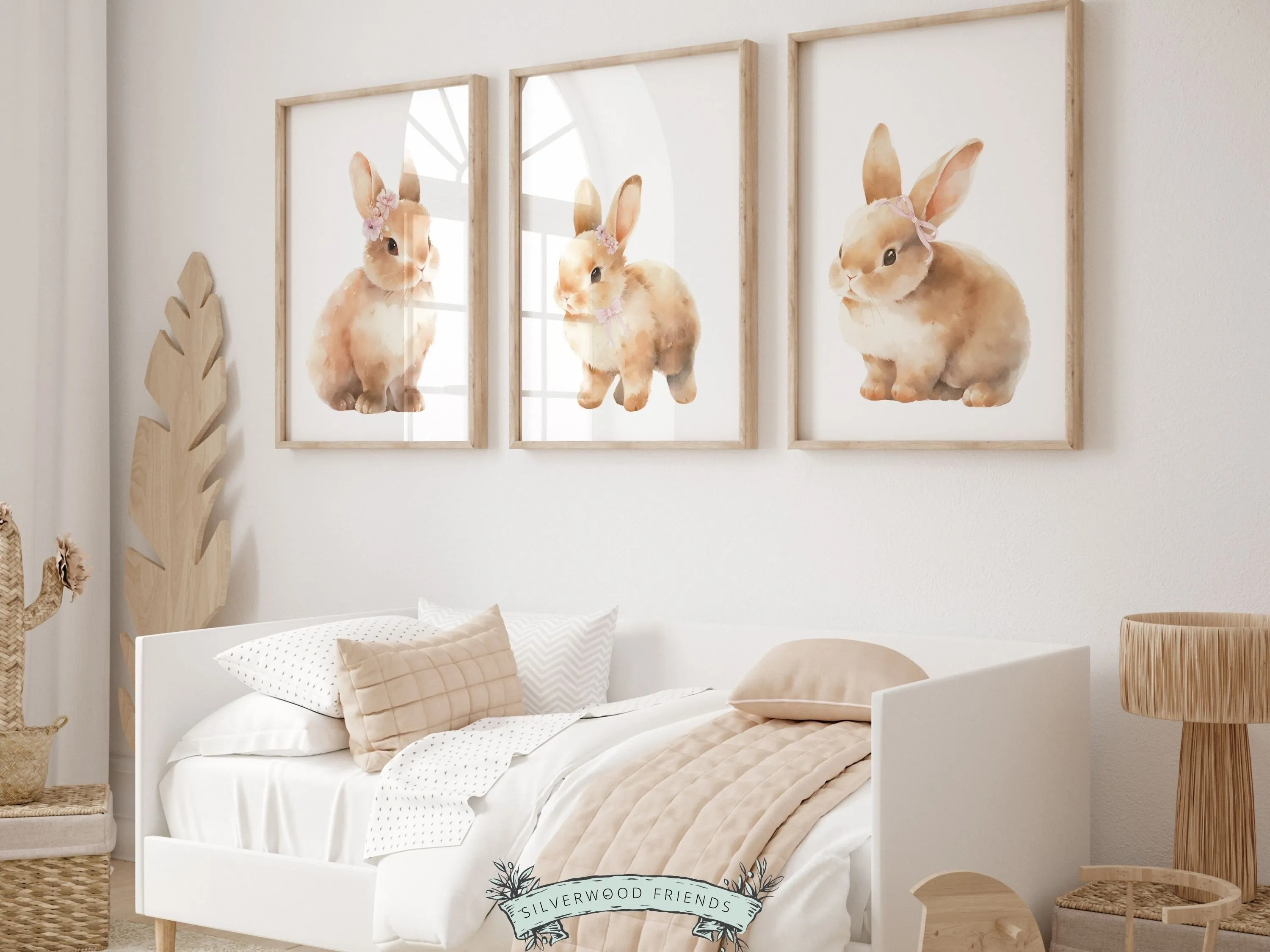 Foral Bunny Nursery Prints - Set 3
