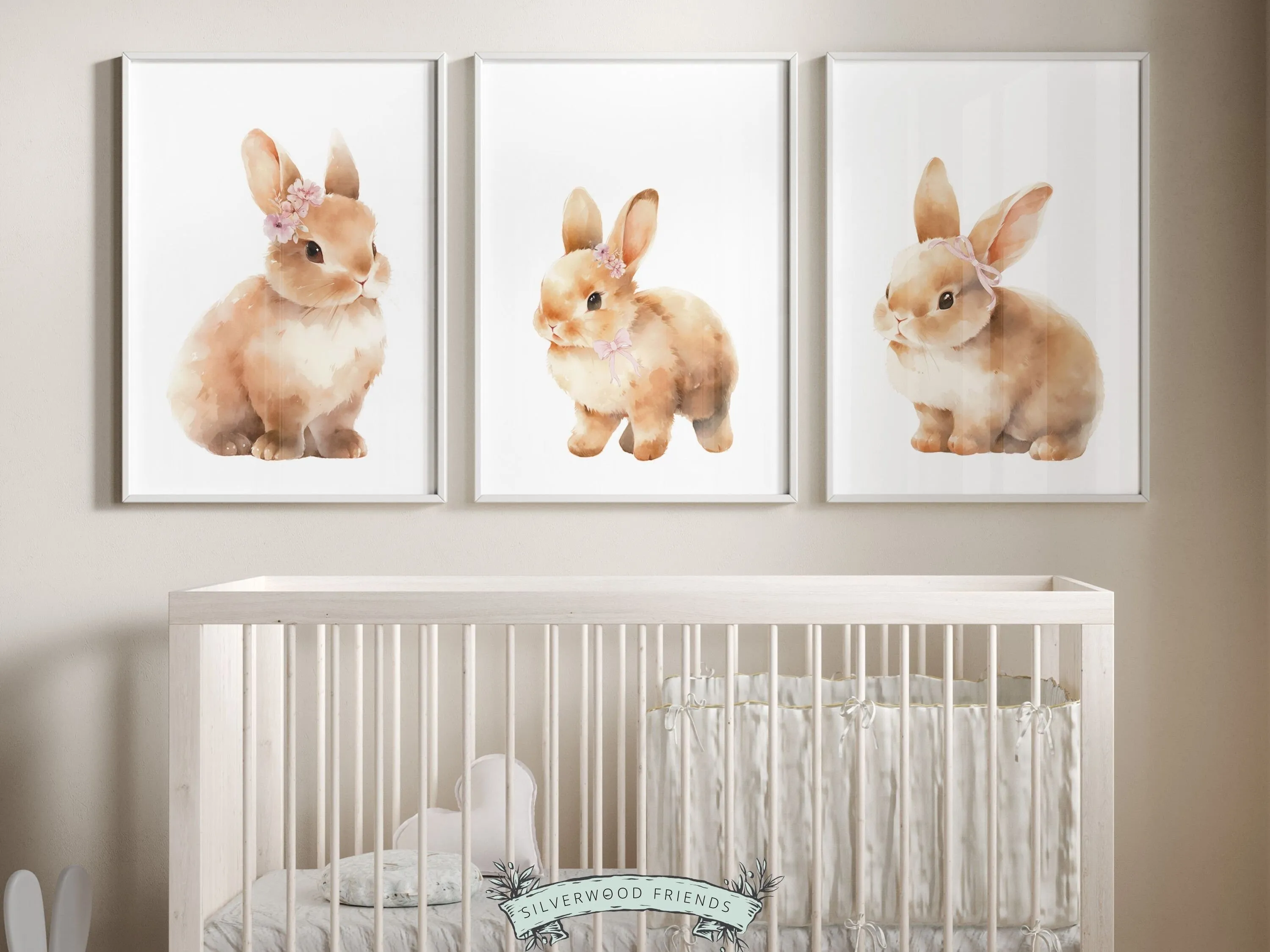 Foral Bunny Nursery Prints - Set 3