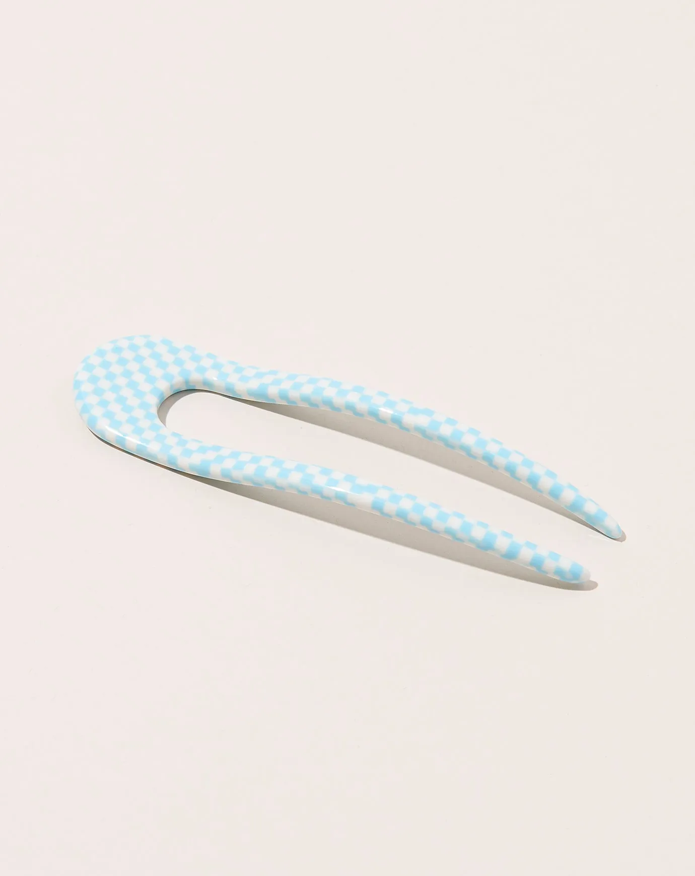 French Hair Pin in Blue Checker
