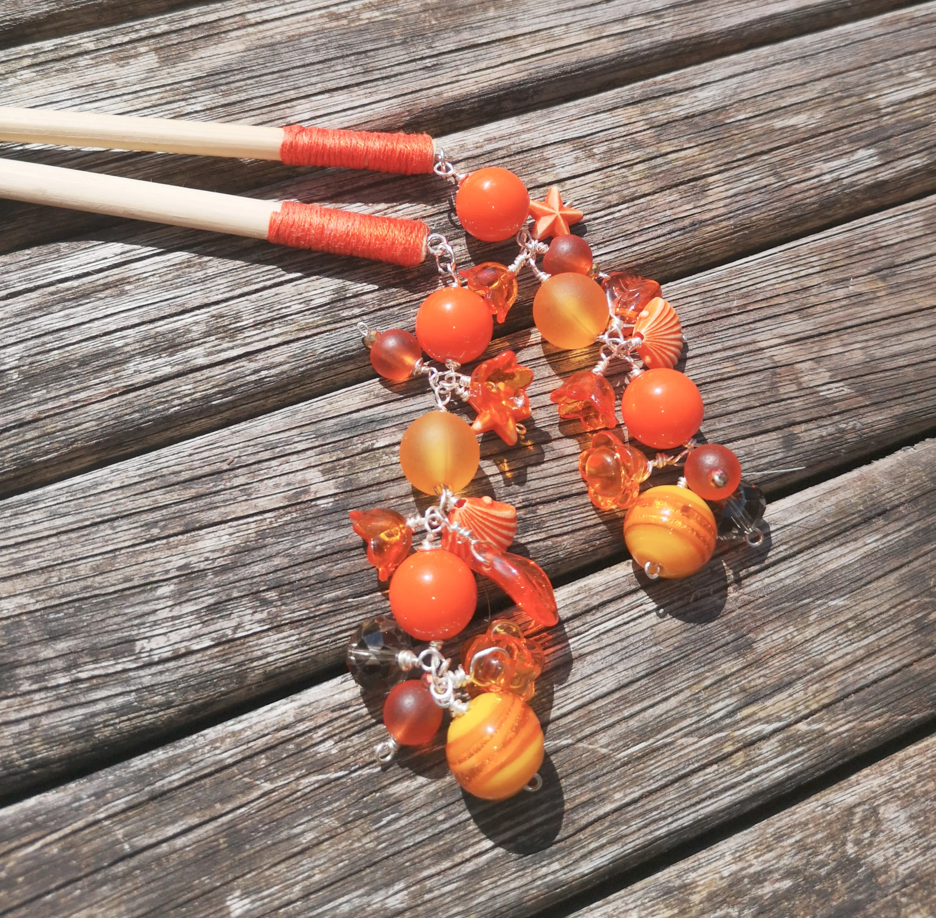 Geisha: hair sticks, Hair chopsticks, beaded hair accessories, sold per pair, Hair Jewellery