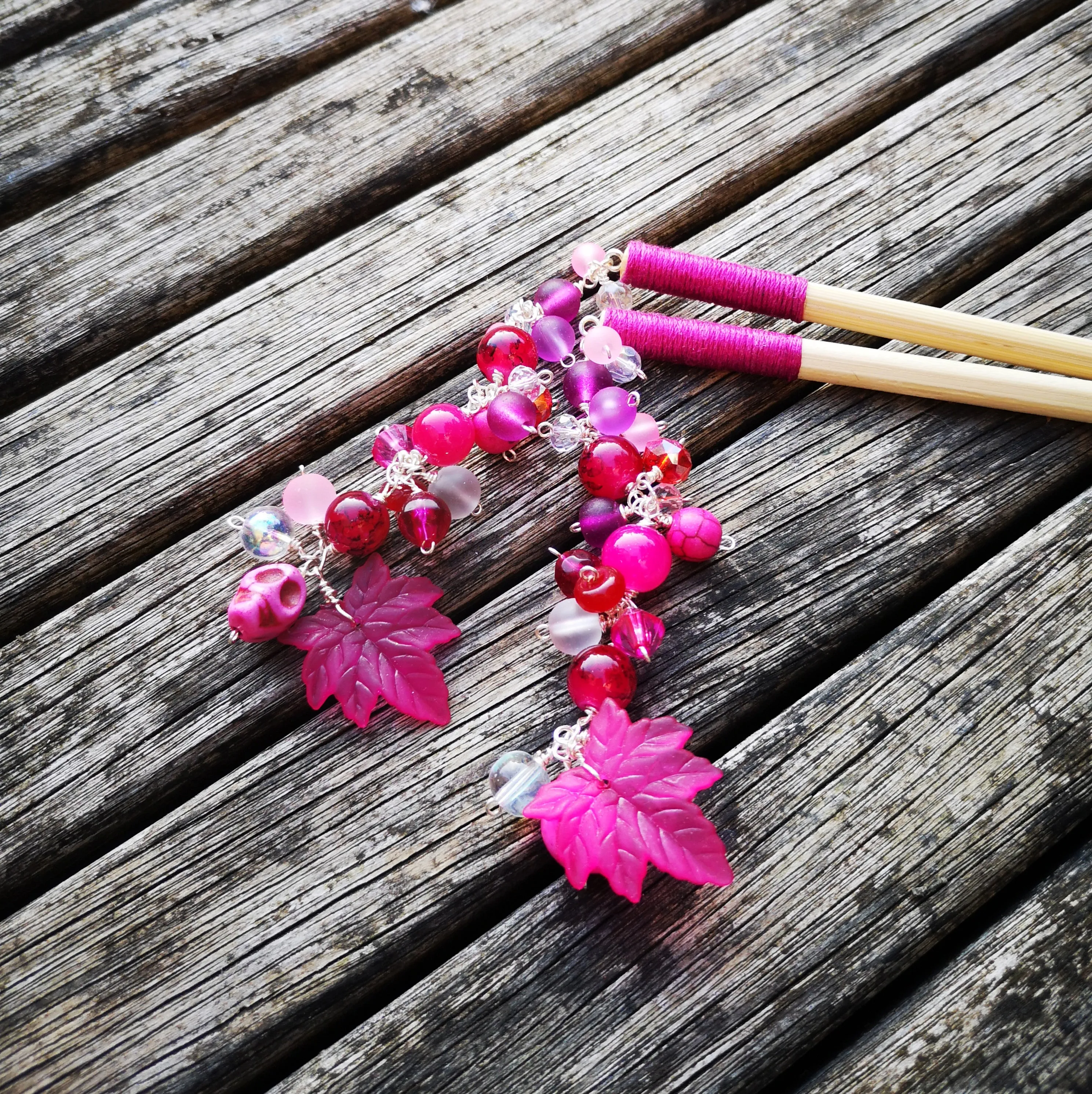 Geisha: hair sticks, Hair chopsticks, beaded hair accessories, sold per pair, Hair Jewellery