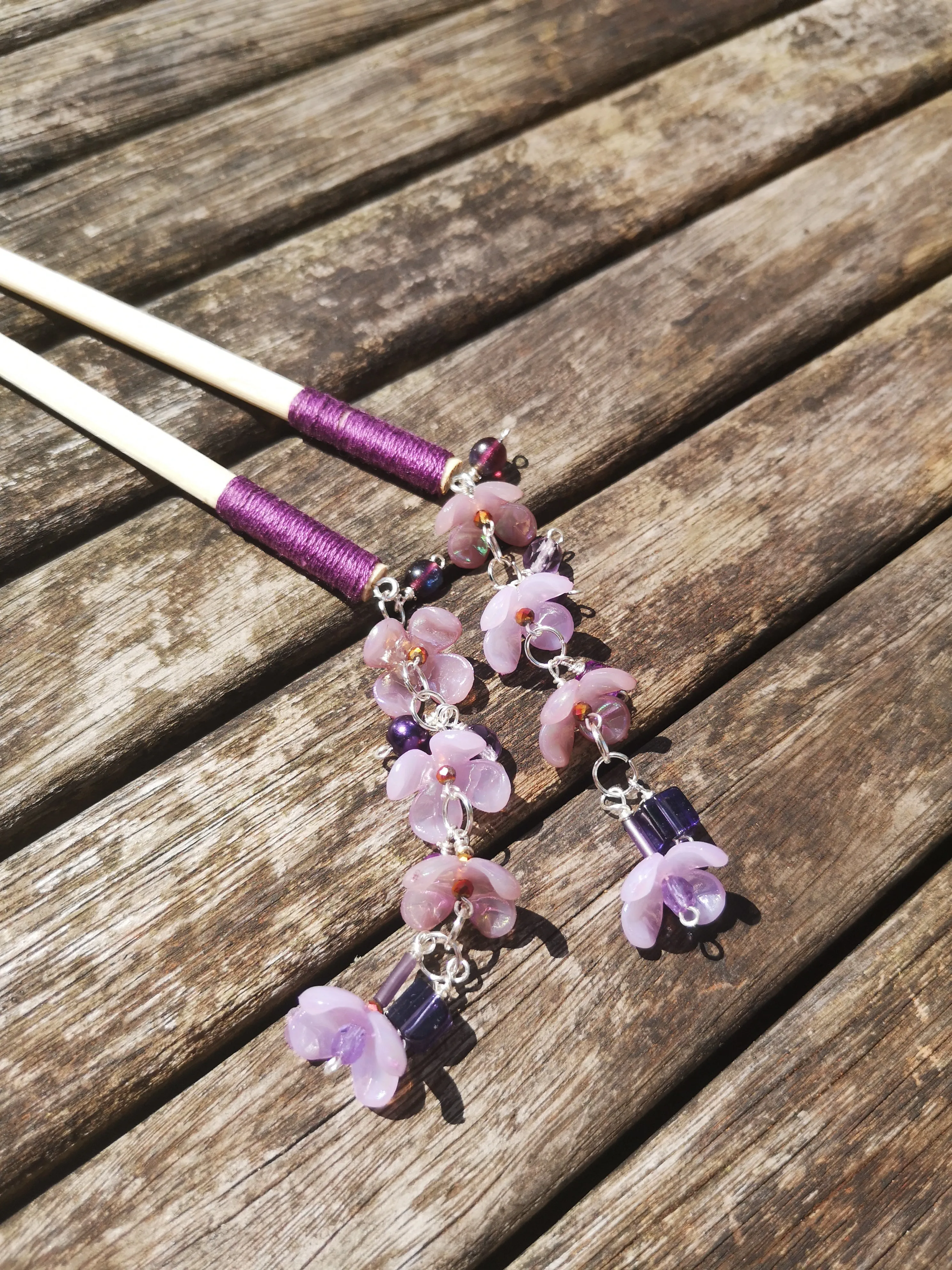 Geisha: hair sticks, Hair chopsticks, beaded hair accessories, sold per pair, Hair Jewellery