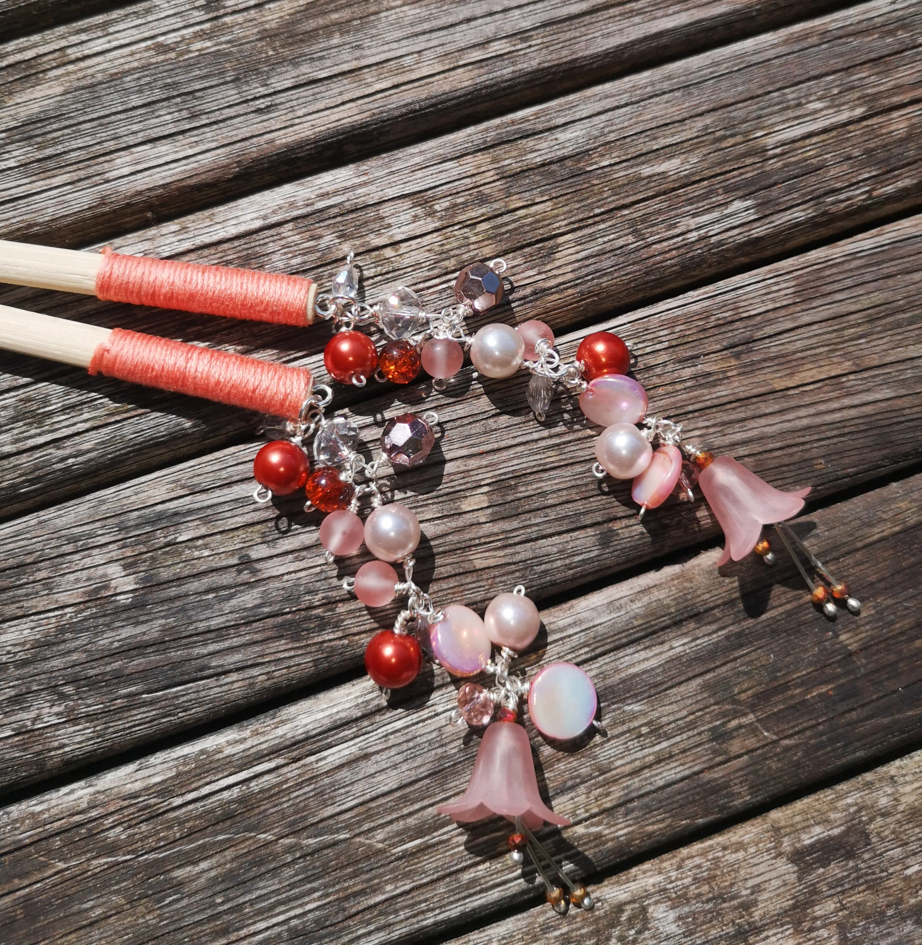 Geisha: hair sticks, Hair chopsticks, beaded hair accessories, sold per pair, Hair Jewellery