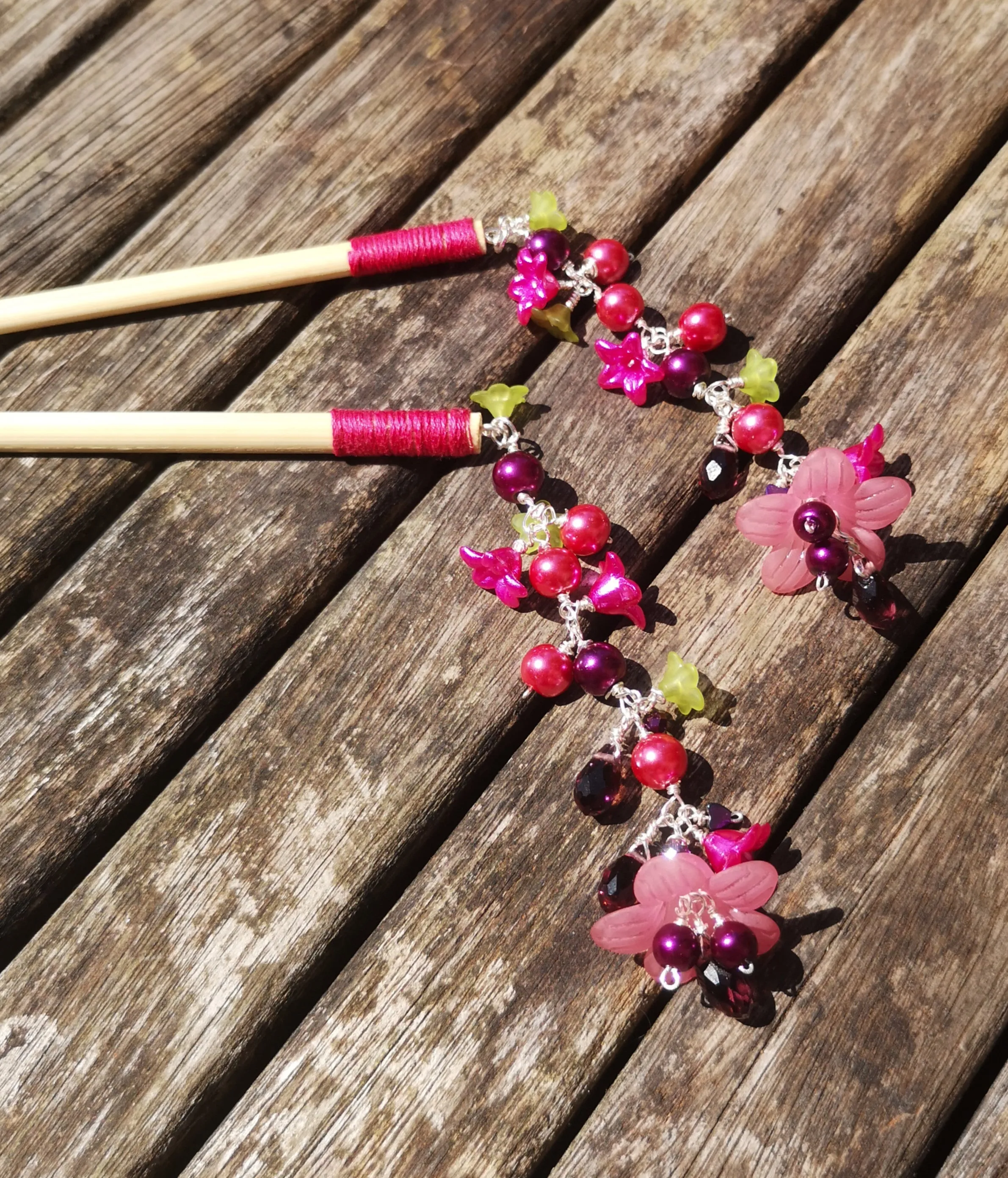 Geisha: hair sticks, Hair chopsticks, beaded hair accessories, sold per pair, Hair Jewellery