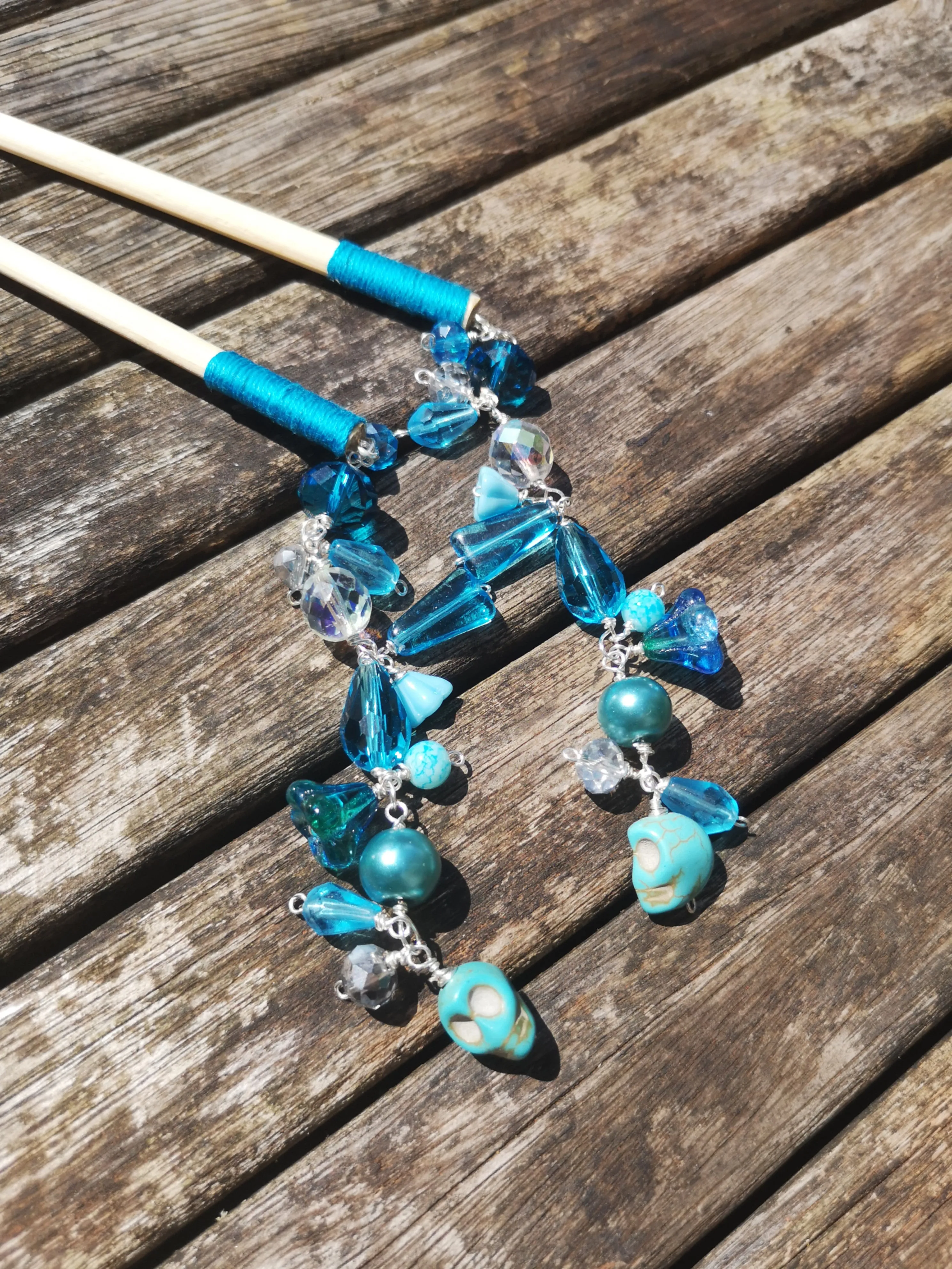 Geisha: hair sticks, Hair chopsticks, beaded hair accessories, sold per pair, Hair Jewellery