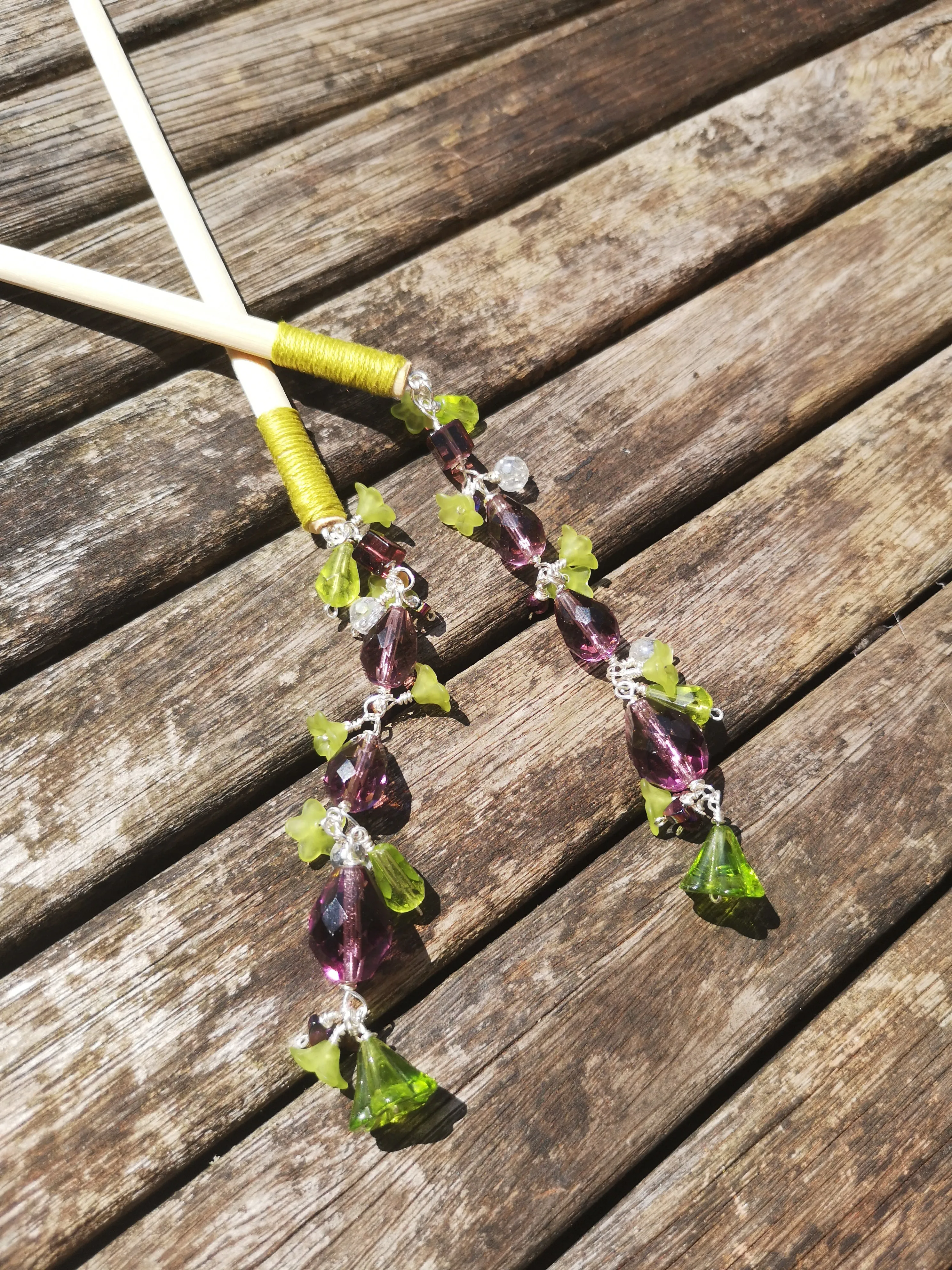 Geisha: hair sticks, Hair chopsticks, beaded hair accessories, sold per pair, Hair Jewellery