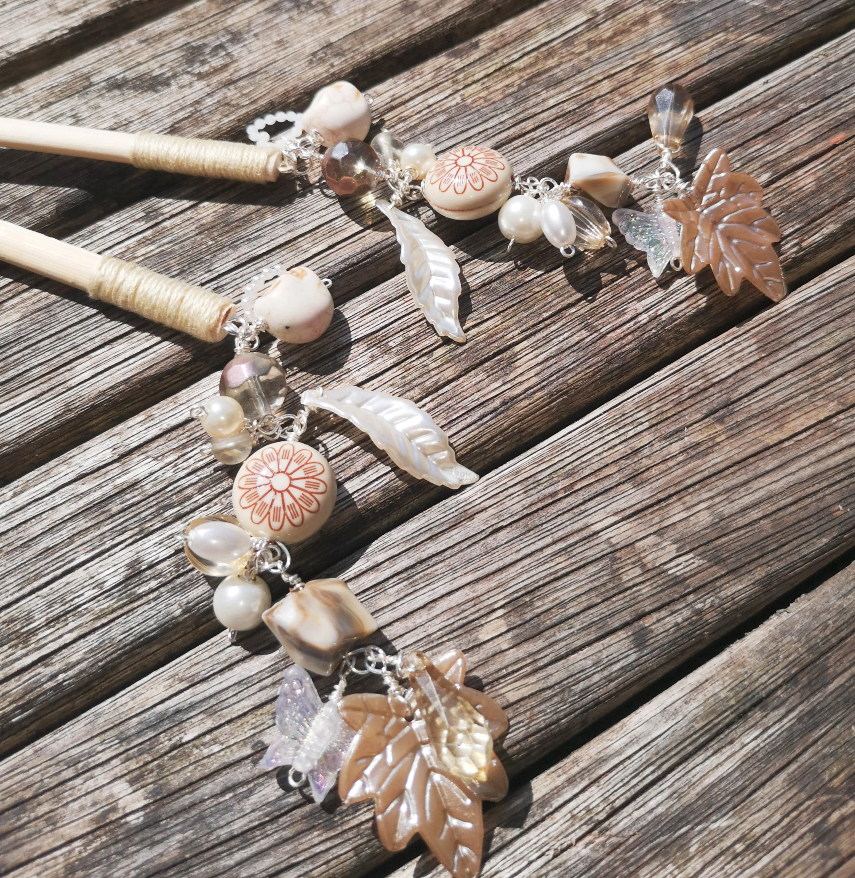 Geisha: hair sticks, Hair chopsticks, beaded hair accessories, sold per pair, Hair Jewellery