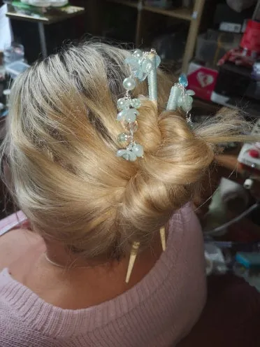 Geisha: hair sticks, Hair chopsticks, beaded hair accessories, sold per pair, Hair Jewellery