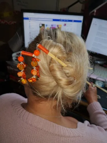 Geisha: hair sticks, Hair chopsticks, beaded hair accessories, sold per pair, Hair Jewellery