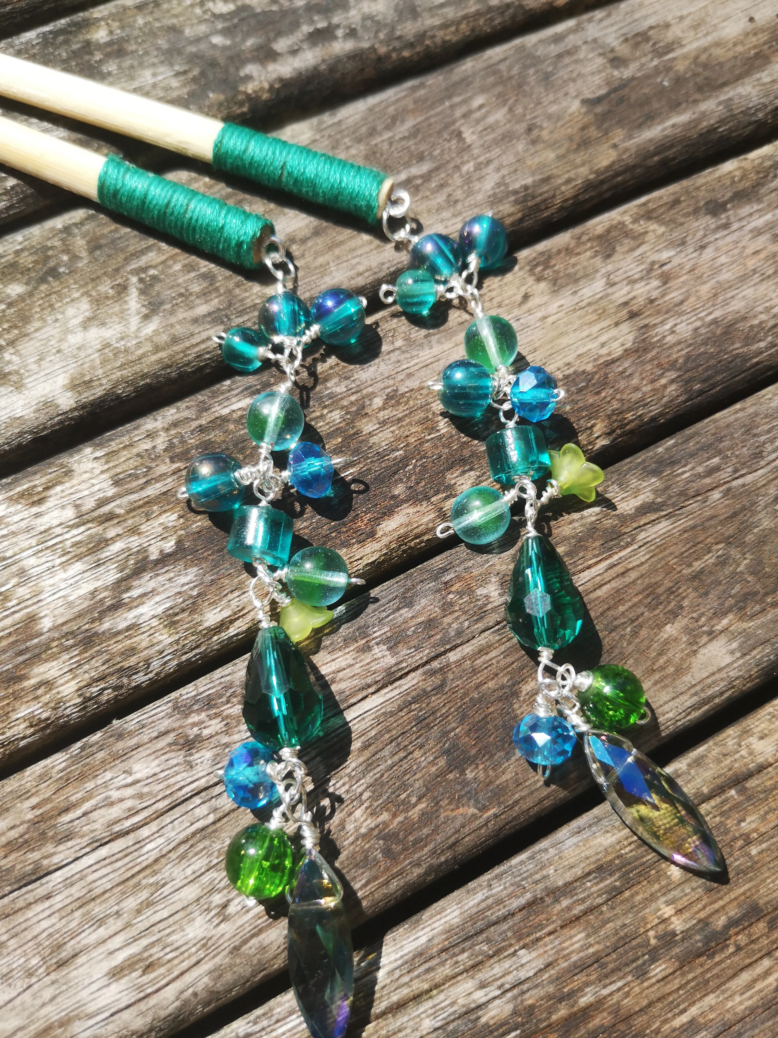 Geisha: hair sticks, Hair chopsticks, beaded hair accessories, sold per pair, Hair Jewellery