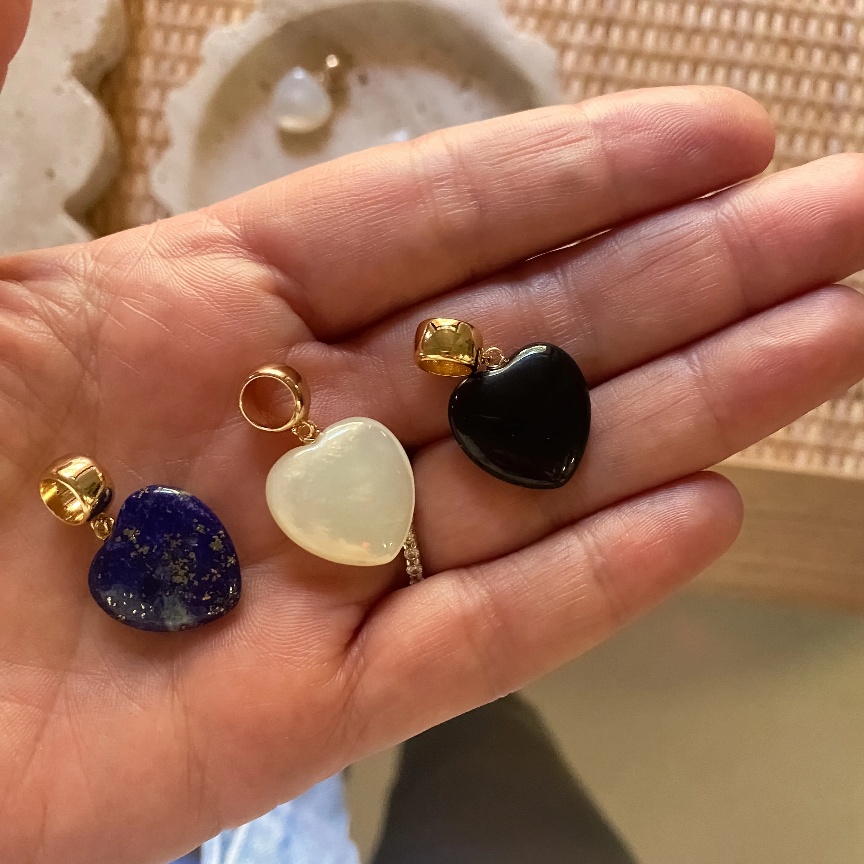 Gemma Onyx Heart Bail Charm