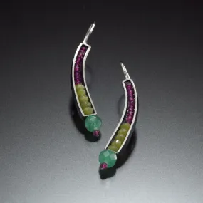 Gemstone Curve Earrings (green)