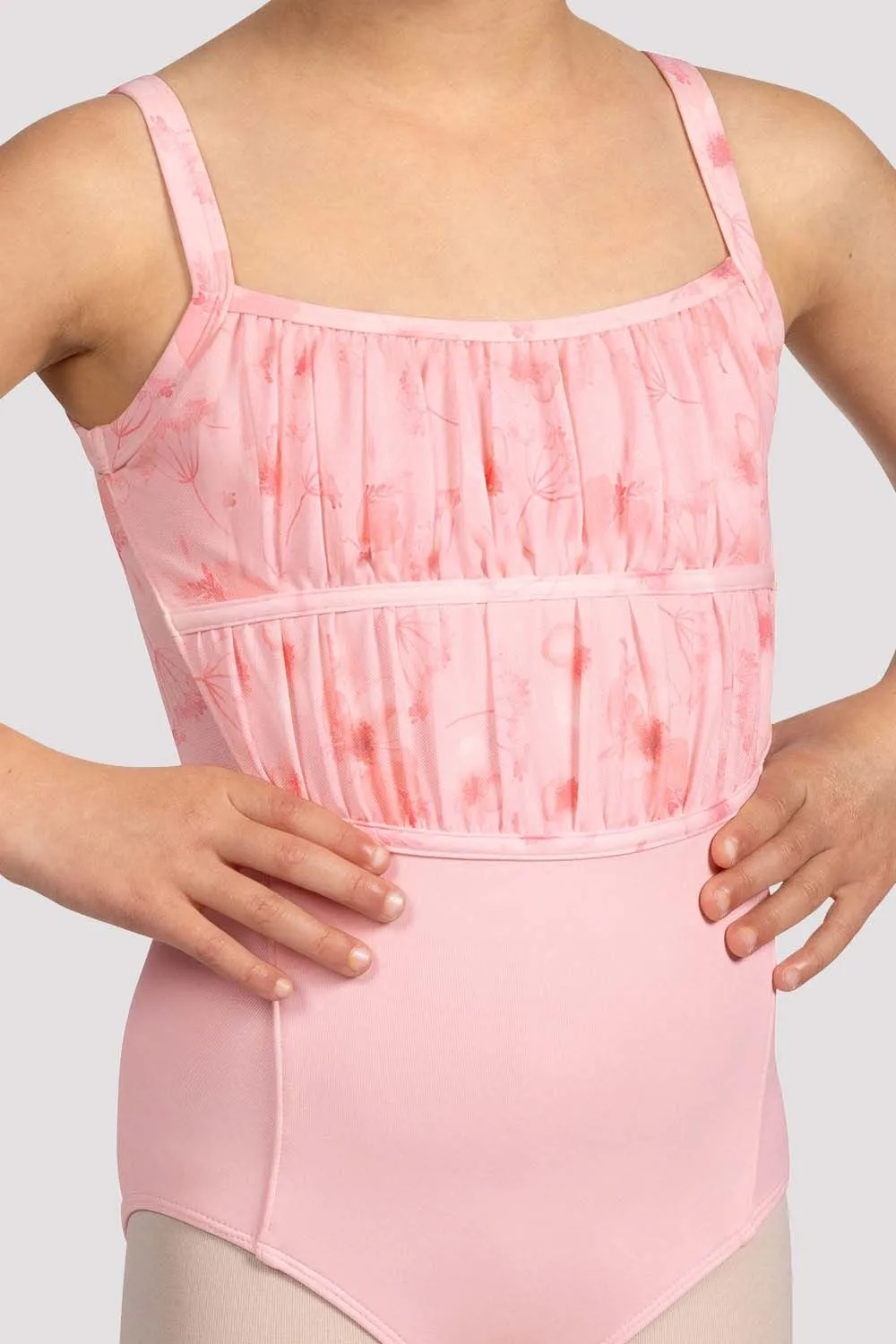 Floral Mesh Back Leotard for Girls with Brooke Design