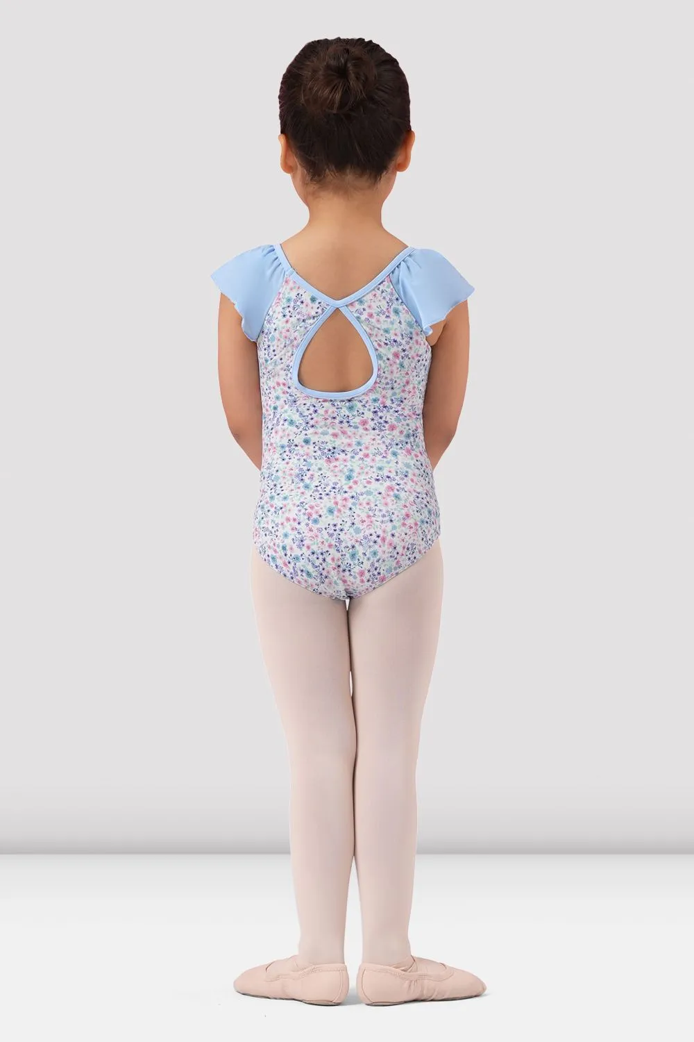 Girls Mirella Ditsy Floral Frill Sleeve Leotard
