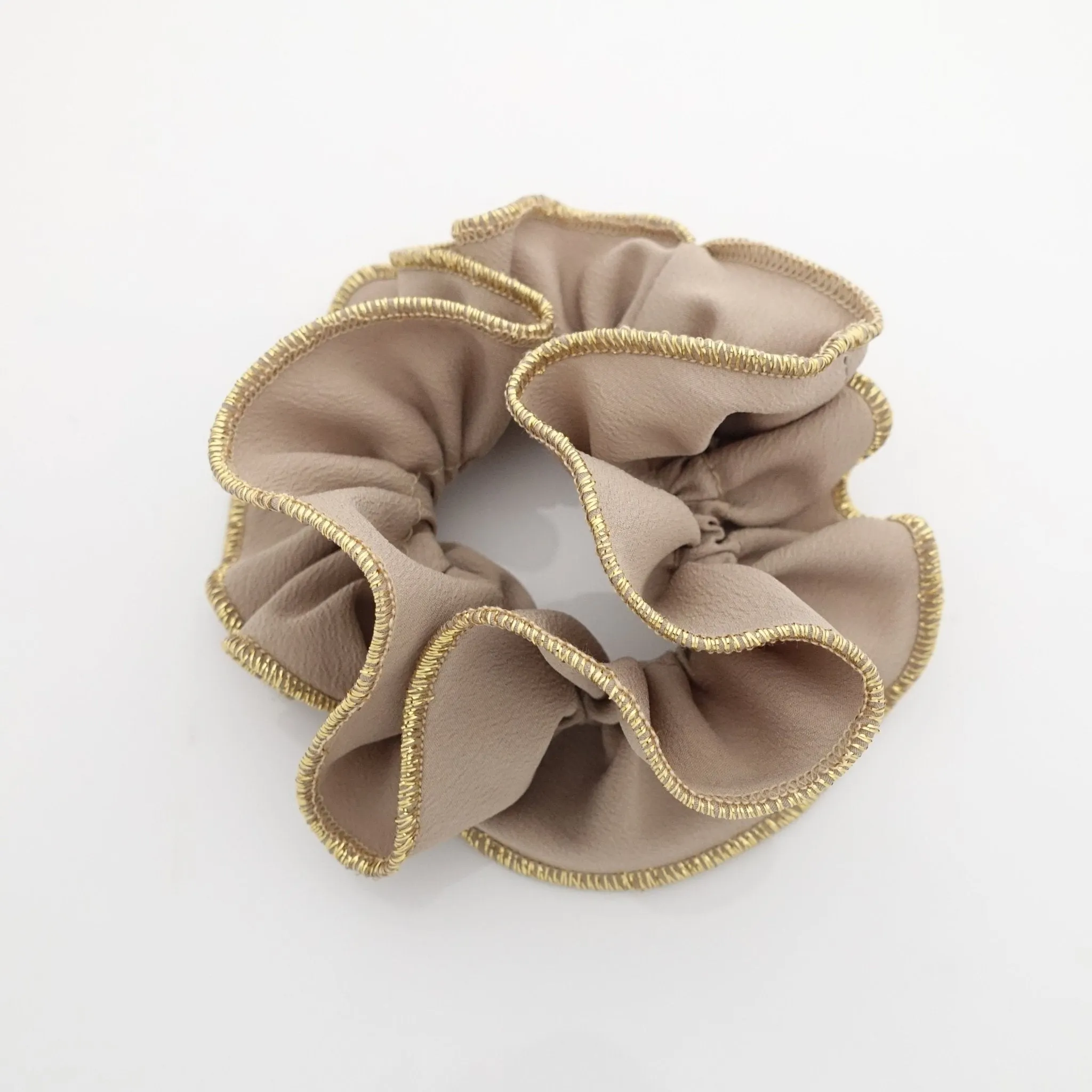 golden thread trim scrunchies chiffon solid color hair elastic scrunchie