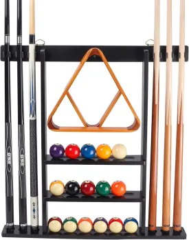 GSE Games & Sports Expert Wall Mount Rack with Score Counter Only, Hanging Wall Mounting Rack Holds 6/8 Cue Sticks, 2 Ball Racks and Full Set of Balls