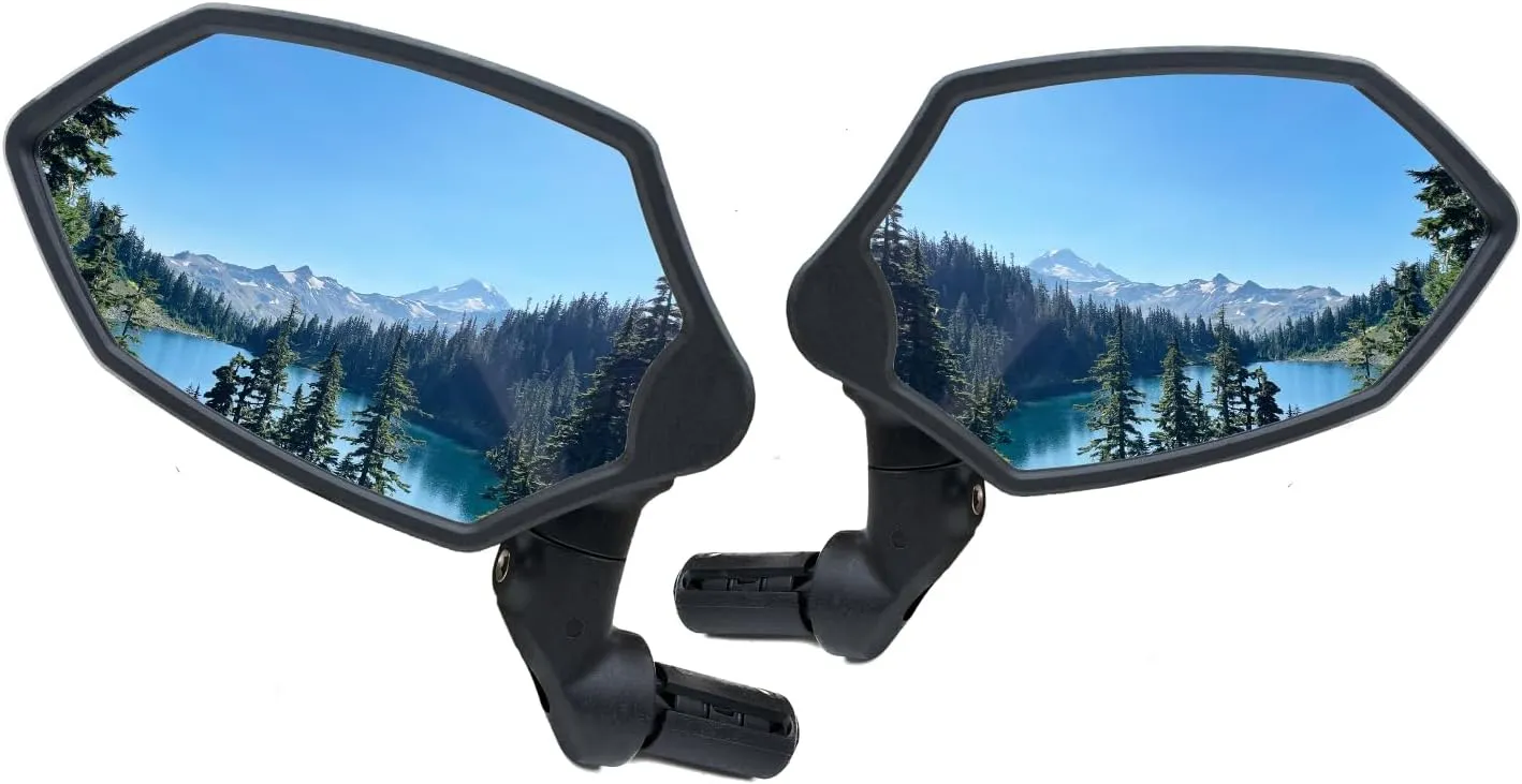 Hafny New Bar End Bike Mirror, HD Glass Lens, Ajustable & Rotatable Safe Rearview Bicycle Mirror, Blast-Resistant, HF-M6002-FR08 (Blue Glass (Universal Left or Right), 2 pc)