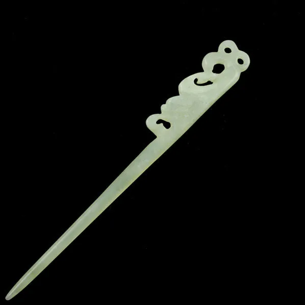 Hand Carved Xiu Jade Hair Stick Bird