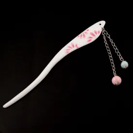 Handmade Porcelain China Freeform Hair Stick Pink Flowers