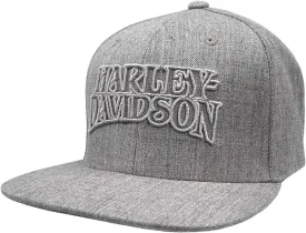 Harley-Davidson Men's Ironhead Snapback Flat Brim Baseball Cap - Heather Gray