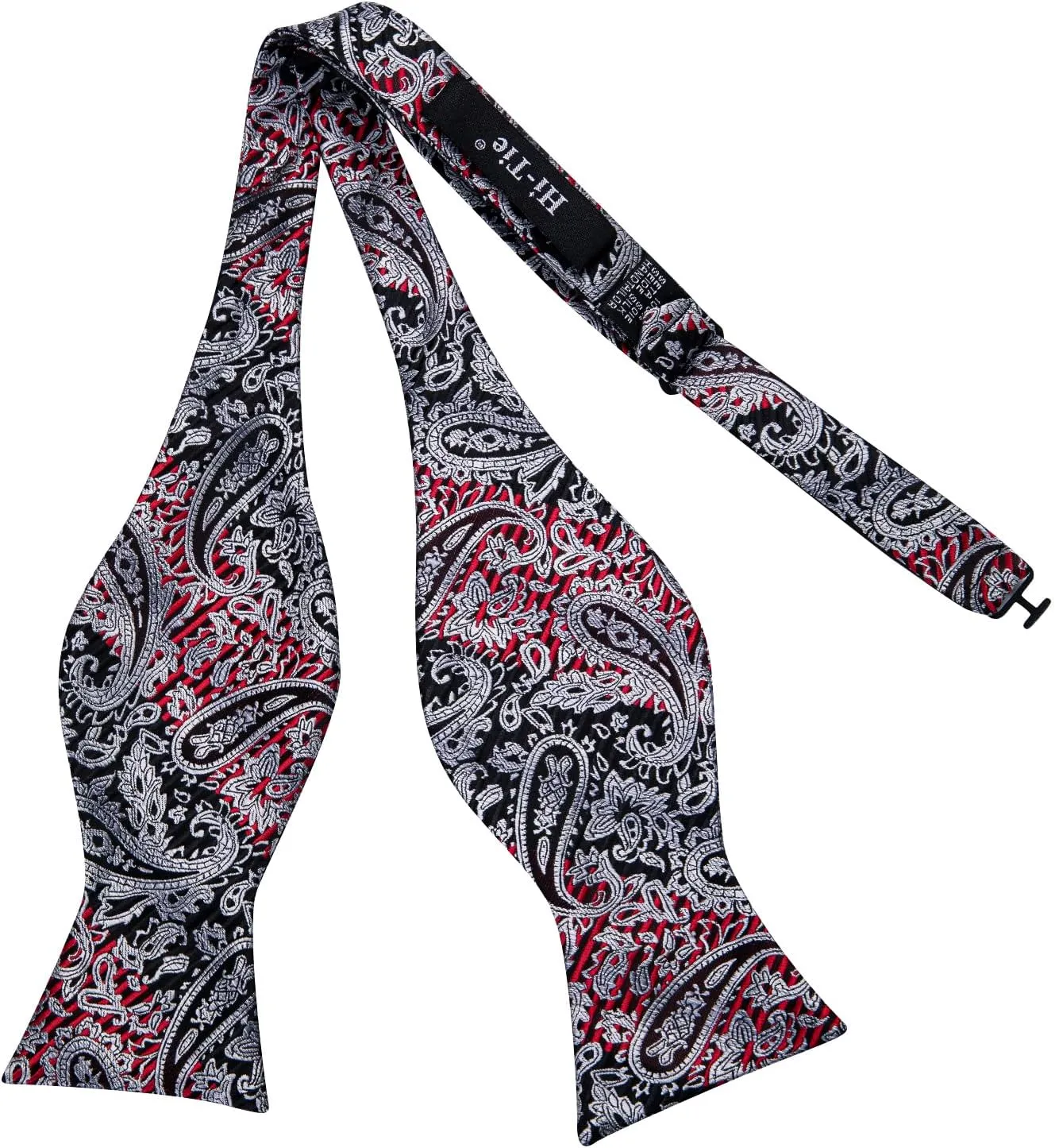 Hi-Tie Silk Self Tie Bow Ties for Men Adjustable Men's Bowtie Handkerchief Pocket Square Cufflinks Set