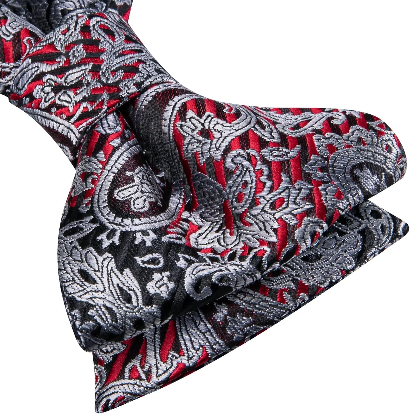 Hi-Tie Silk Self Tie Bow Ties for Men Adjustable Men's Bowtie Handkerchief Pocket Square Cufflinks Set