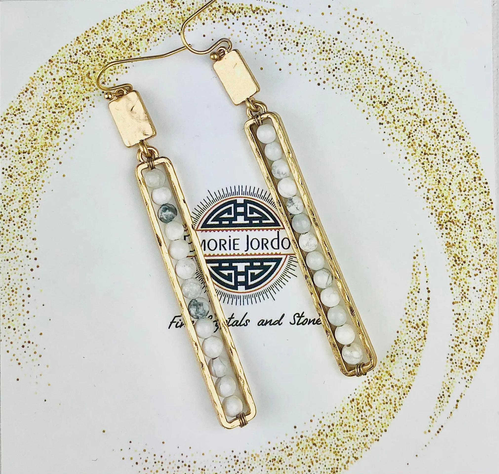 Howlite Vertical Beaded Earrings