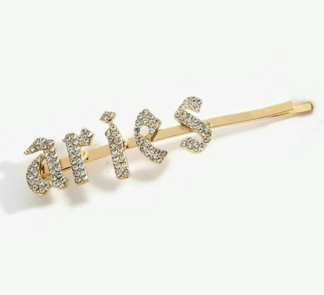 IN STOCK BLING HAIR PINS - ZODIAC GIRLY FONT