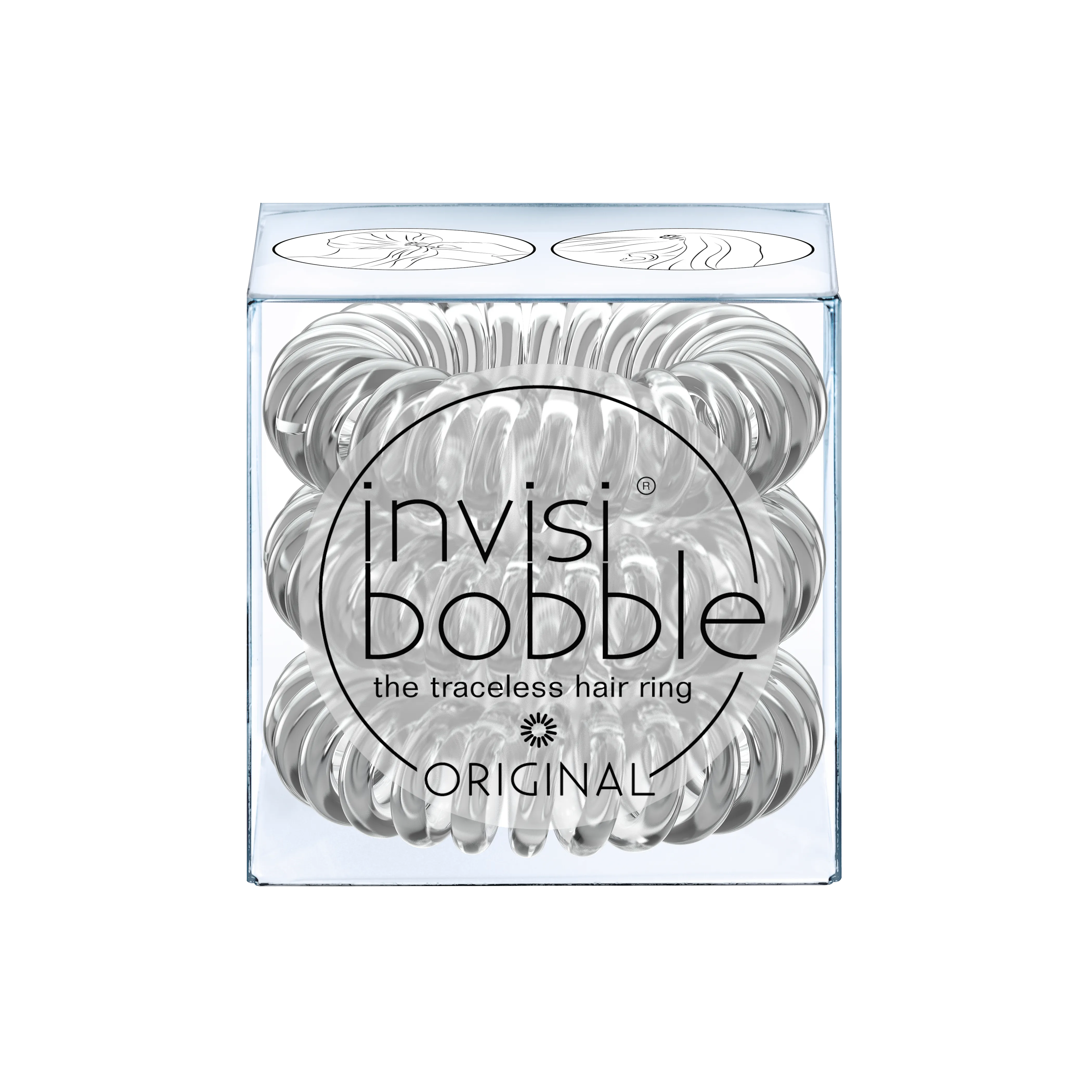 INVISIBOBBLE ORIGINAL Crystal Hair Ties, 3 Pack - Traceless, Strong Hold, Waterproof - Suitable for All Hair Types