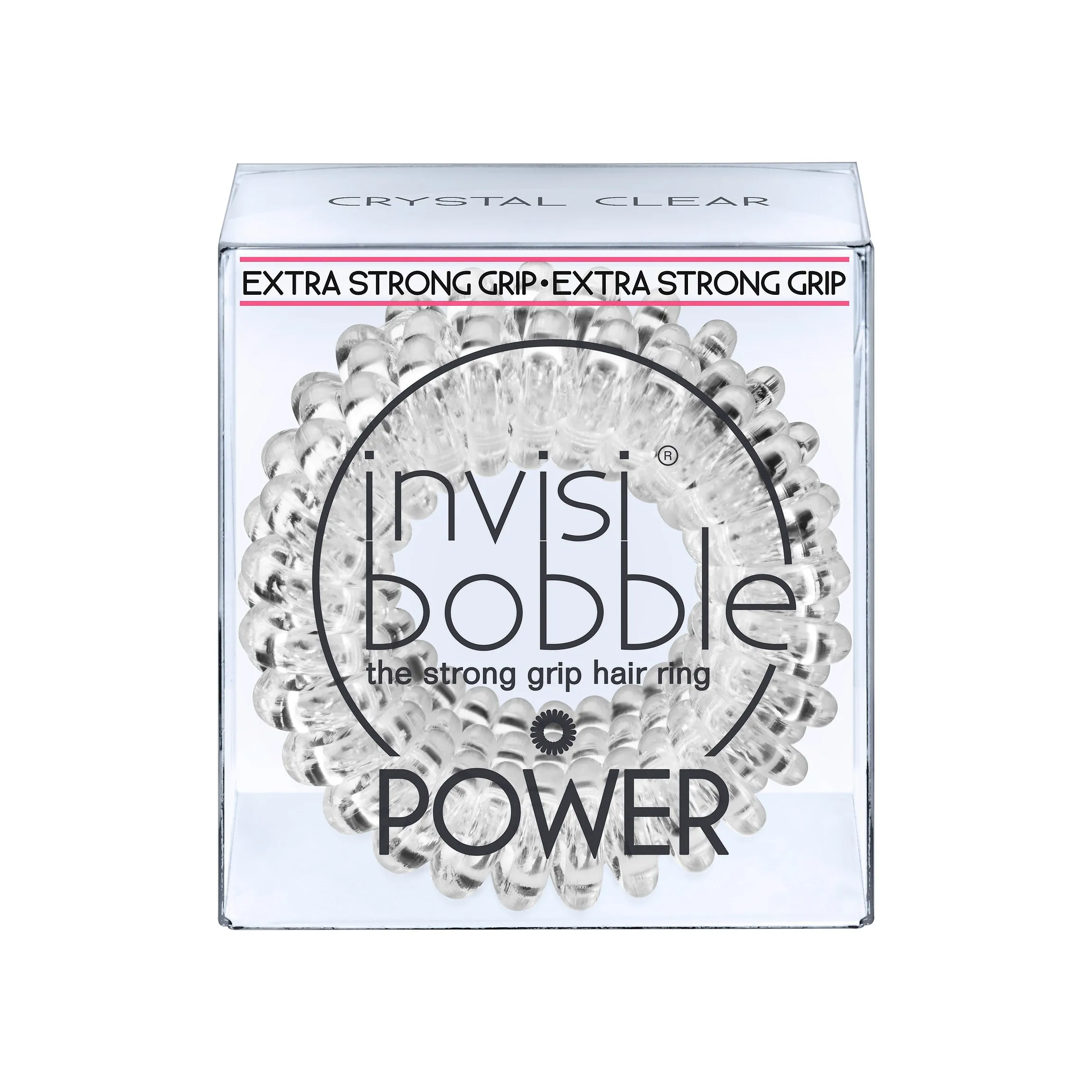 INVISIBOBBLE Power Traceless Hair Ties, Extra Strong Grip for Think Hair, Hair Accessories for Women - Crystal Clear (Pack of 3)