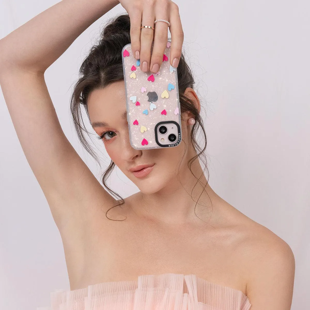 iPhone 12 Flying Hearts Glitter Phone Case