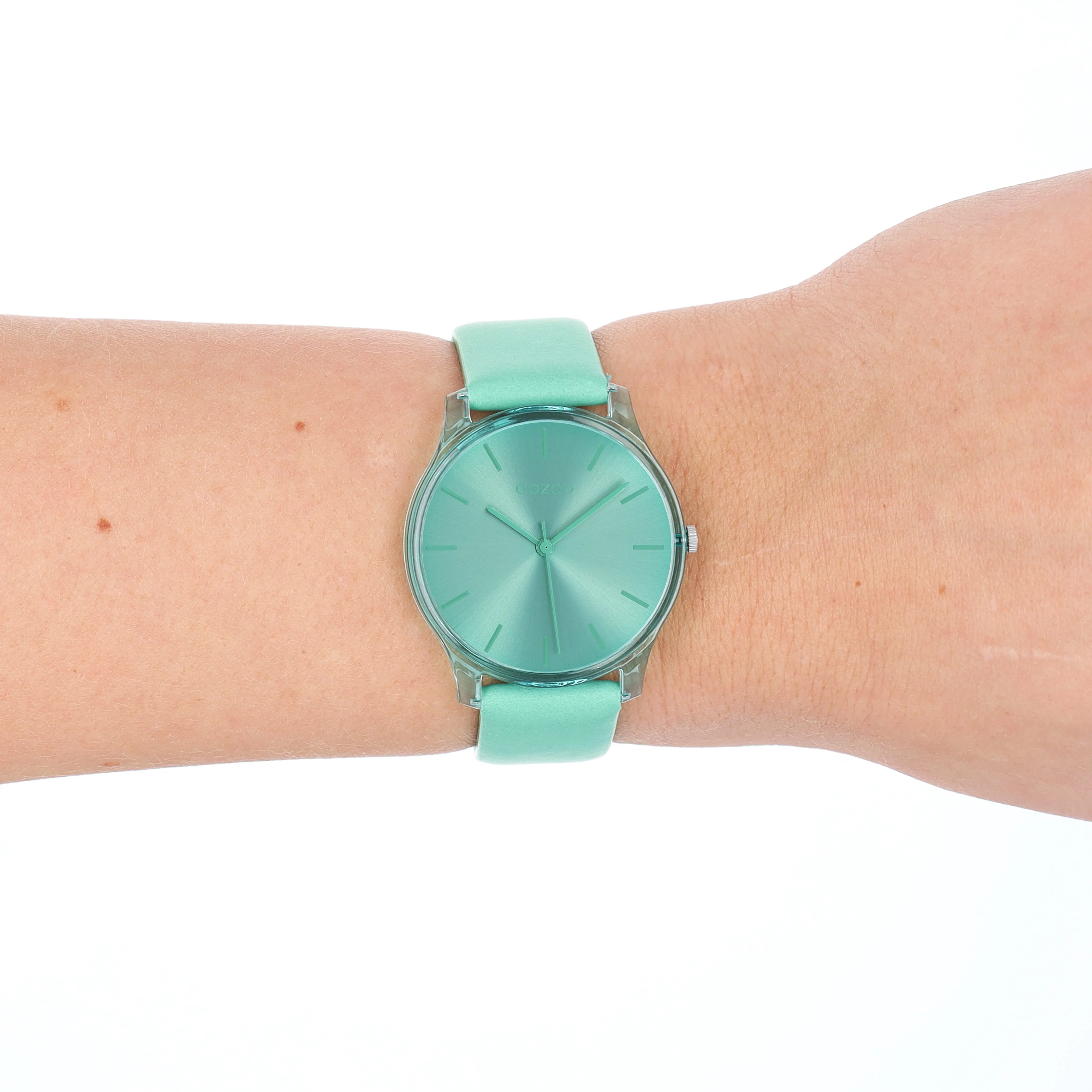 Jade green OOZOO watch with jade green leather strap - C11139