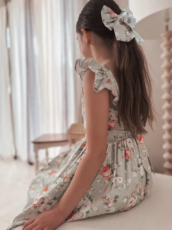 Josephine Green Floral Bow